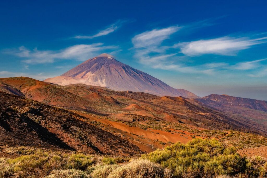 Stunning landscape view of Mount Teide, Tenerife, showcasing vibrant colors and natural beauty.
